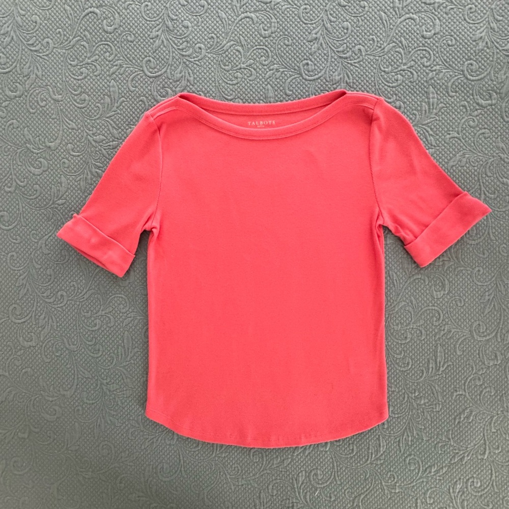 Talbots boatneck T-shirt top size medium petite.
